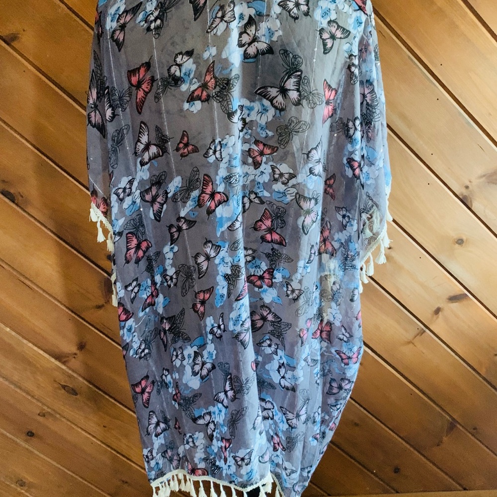 Kimono Wrap/Cover-up w/Butterfly Pattern - Picture 3 of 6